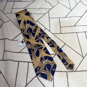 M.C. Escher Silk Necktie NWT Blue Gold Another World 1947 Art Print Tie‎